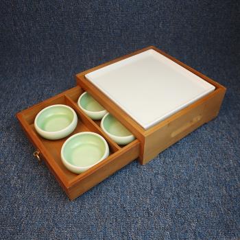新中式創意木質抽屜餐具盤子高檔酒店餐廳位上涼菜拼盤陶瓷餐具