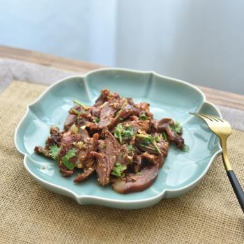 創意中式菜盤子 家用陶瓷甜品盤湯菜盤 龍泉青瓷飯盤深盤素面魚盤