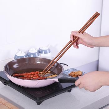 日本家用鐵木筷子油條油炸防燙實木加長筷子廚房撈面筷火鍋筷42cm