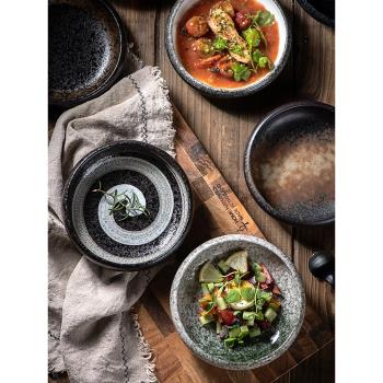 創意復古陶瓷盤子碟子餐盤菜盤壽司盤日韓式料理餐具小吃碟小菜碟