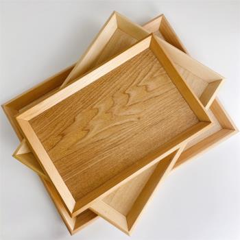 日式水曲柳實木托盤長方形平盤家用木質餐盤茶盤水果蛋糕甜品托盤