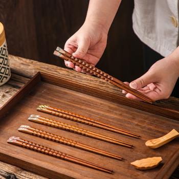 日式復古料理指甲筷實木情侶櫻花