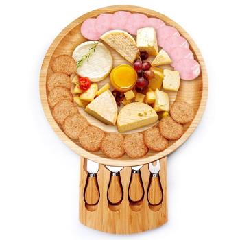 Fancy楠竹芝士板套裝cheeseboard芝士砧板含刀具黃油奶酪芝士木板