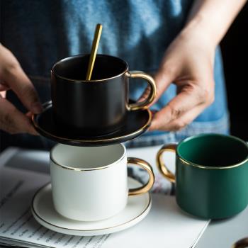 歐式小奢華金邊咖啡杯碟家用陶瓷花茶杯咖啡杯器具禮盒套裝杯架勺