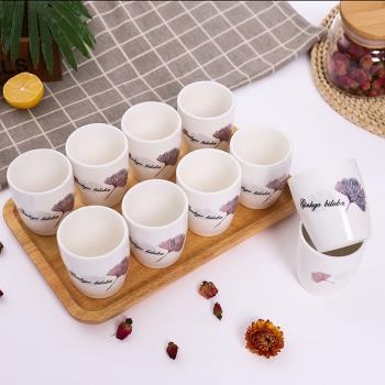 10個裝小茶杯陶瓷茶盞茶碗家用單個泡茶杯組現代客廳陶瓷蓋碗茶杯