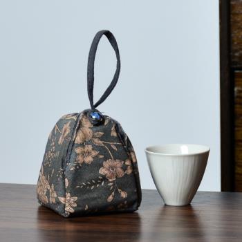 韓式印花小杯袋主人杯收納包便攜旅行小號茶杯袋首飾文玩束口袋