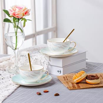 歐式骨瓷小奢華咖啡杯碟套裝家用中式陶瓷下午茶茶杯描金優雅輕奢