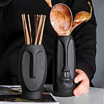 北歐創意筷子籠家用陶瓷筷筒快子勺子簍鍋鏟刀叉收納盒桌面可瀝水