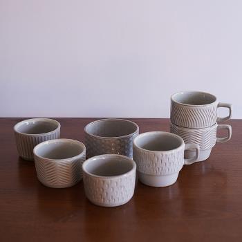 出口復古日式窯變粗陶條紋波浪紋咖啡杯可疊加杯陶瓷碗做舊下午茶