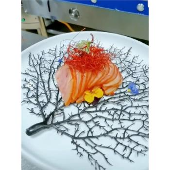 酒店菜品裝飾特色菜創意盤頭點綴擺盤料理仿真小擺件黑鐵樹珊瑚樹