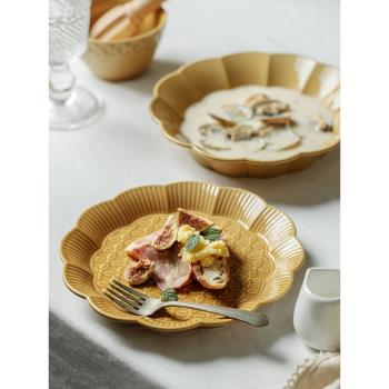 北歐ins風菜盤家用碗陶瓷特別好看的盤子魚盤單個西餐盤餐具套裝