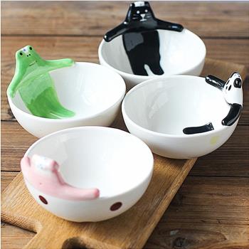 時尚日式廚房用品創意卡通動物小豬碗陶瓷兒童飯碗4英寸熊貓碗