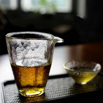 日式加厚錘目紋耐熱玻璃公道杯功夫茶杯手工大號公杯分茶器茶具