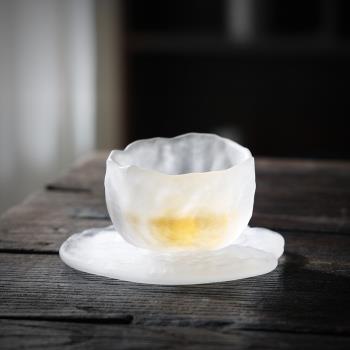 品茗杯大號主人杯100ml琉璃單杯初雪玻璃杯杯子茶杯日本茶道孤品
