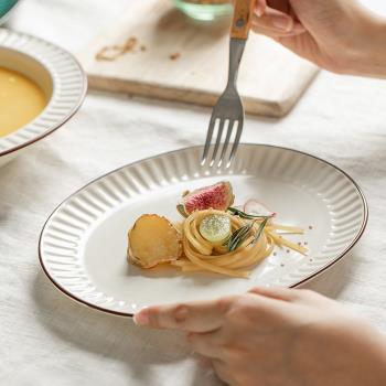 日式盤子菜盤家用ins風特別好看的餐具一人食深盤陶瓷碗碟子套裝