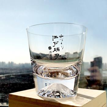 創意日式富士山玻璃杯水晶杯子水杯果汁杯家用茶杯耐熱小清新櫻花