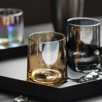 曼妮の家彩色玻璃杯家用ins風酒杯透明水杯威士忌洋酒杯喝水牛奶