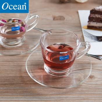 進口Ocean簡約帶把透明咖啡杯歐式家用玻璃水杯茶杯子耐熱牛奶杯