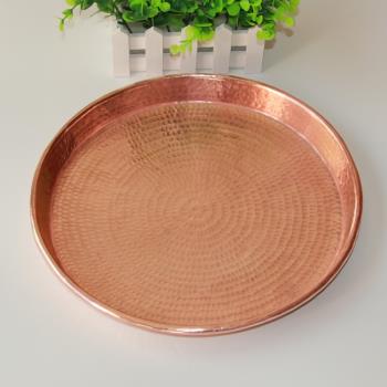 純手工純銅盤純紫銅盤黃銅盤子紅銅盤火鍋托盤婚慶銅盤銅器餐盤