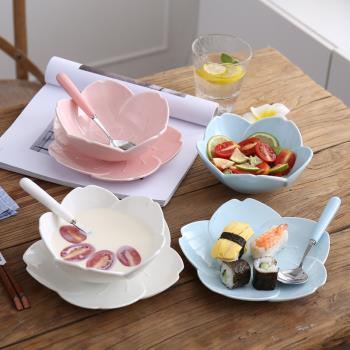 創意日式櫻花陶瓷餐具可愛湯碗糖水碗家用早餐水果沙拉甜品燕窩碗