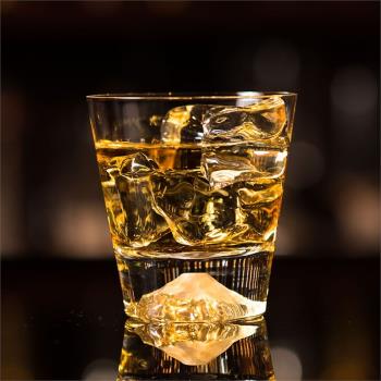 日本富士山玻璃杯創意耐熱雪山杯 水晶櫻花威士忌酒杯 冰山杯