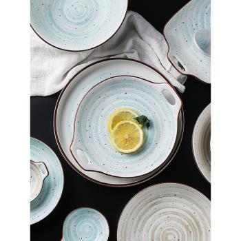 日式手繪陶瓷斗笠喇叭碗家用5寸米飯吃飯碗創意大號面碗盤子套裝