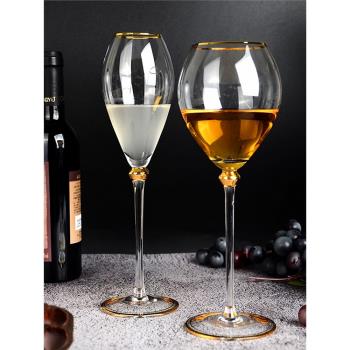 金邊水晶玻璃酒杯無鉛玻璃高腳杯紅酒杯葡萄酒杯香檳杯子家用酒具