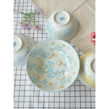 日本進口美濃燒陶瓷櫻花碗單個家用大號拉面碗6寸湯碗高腳可愛缽
