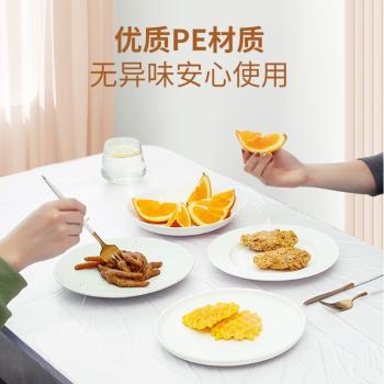 一次性餐桌布加厚防水長方形正圓桌塑料薄膜家用防油免洗臺布盒裝