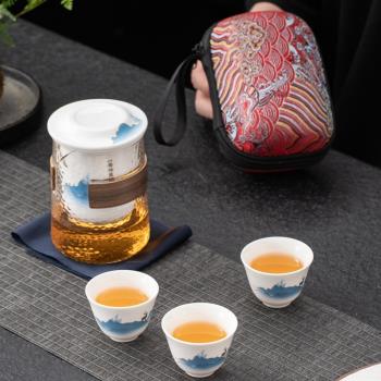 便攜式旅行茶具小套裝隨身戶外裝備喝茶泡茶壺茶杯羊脂玉瓷快客杯