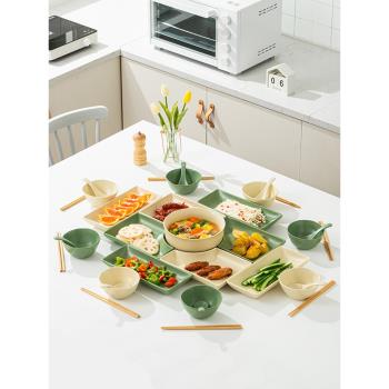 拼盤餐具組合套裝家用長方形陶瓷過年盤子創意網紅年夜飯碗碟菜盤