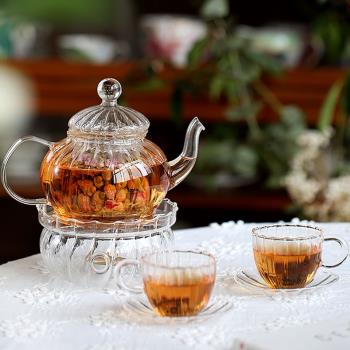 那些時光 花茶壺套裝耐熱玻璃花茶杯英式下午茶壺茶具套裝煮茶壺