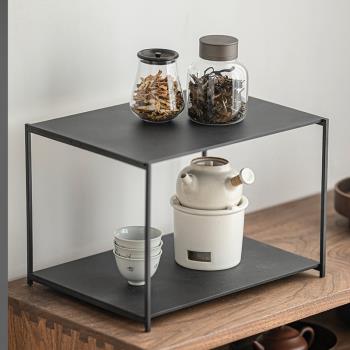鐵藝茶棚茶具收納架 置物架 手工純鐵日式簡約風復古博古架茶臺