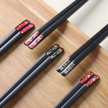 日式合金筷子家用單人裝快子創意個性可愛防滑防霉耐高溫尖頭高檔