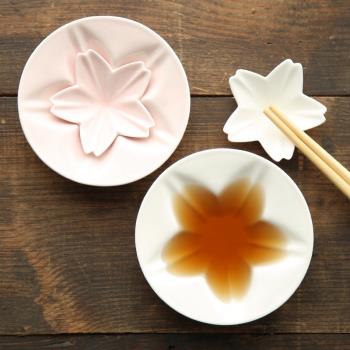 日式櫻花陶瓷餐具調味碟小碟子創意家用廚房多功能調料醬油碟醋碟