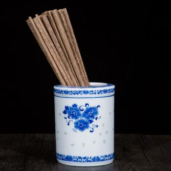 景德鎮陶瓷筷子筒筆筒創意青花玲瓏中式毛筆筒收納籠家用飯店餐館