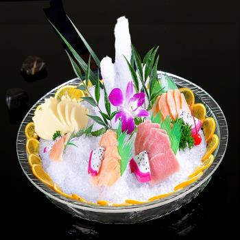 圓形亞克力壽司刺身三文魚盤食物酒店酒樓自助日韓料理餐具