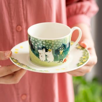 Lewu芬蘭姆明咖啡杯碟日本制卡通插畫陶瓷下午茶杯碟套裝原裝進口