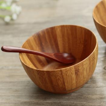 太田家 圓形沙拉碗個性湯碗新品竹碗創意碗竹制環保小飯碗擺拍碗