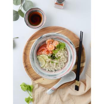日式料理拉麵碗斗笠碗麵條碗湯碗家用復古手繪沙拉碗牛肉麵碗陶瓷