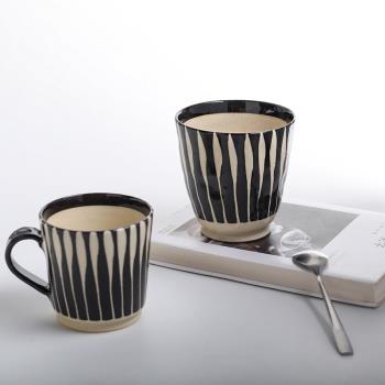 日本原裝進口美濃燒黑化妝十草復古陶瓷馬克杯咖啡杯水杯陶瓷杯