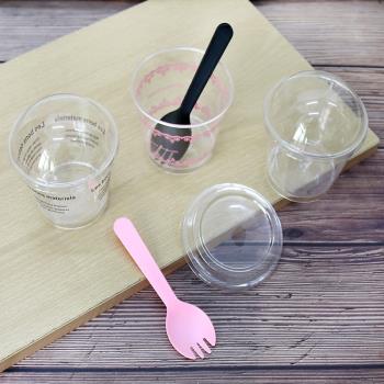 透明木糠提拉米蘇慕斯布丁冰淇淋蛋糕甜品帶平蓋叉勺一次性塑料杯