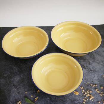 加厚黃色老式搪瓷小盆搪瓷卷邊和面盆搪瓷碗多用盆攪拌碗面碗湯盆