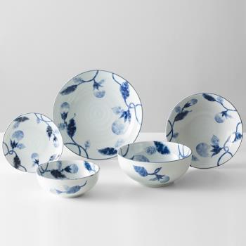 日本進口美濃燒AITO藍染茄子釉下彩陶瓷餐具盤子日式醬料碟涼菜盤