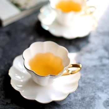 歐式輕奢高檔描金陶瓷花茶下午茶茶具高顏值馬克水杯咖啡杯碟套裝