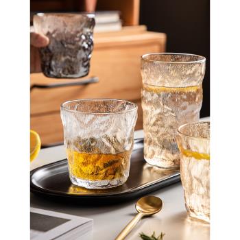 玻璃杯日式新款冰川紋網紅ins風家用大容量辦公室男女茶磨砂水杯