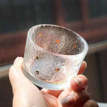 日式初雪金點小茶杯耐熱玻璃品茗杯一口杯功夫茶具果酒杯小杯子