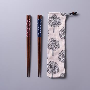 日式櫻花筷子木質尖頭1雙單人裝2雙裝情侶一對兩雙日本高檔家用木