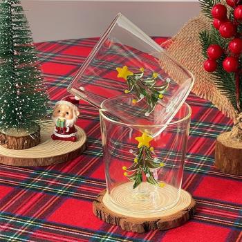 創意立體玻璃杯圣誕樹杯咖啡杯可愛家用早餐杯耐高溫禮物玻璃水杯
