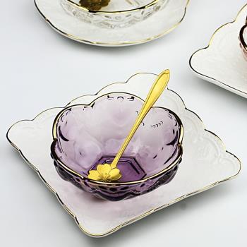 日式櫻花浮雕玻璃碗金邊碗冰激凌碗糖水碗酸奶燕窩碗裝甜品的碗